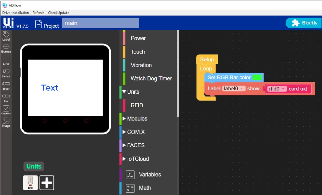 UIFlow program to read Unique ID (uid) of card